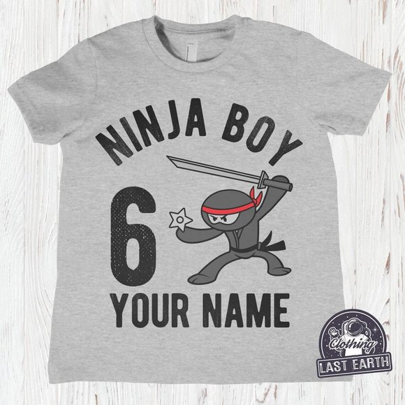 Ninja Boy Birthday Shirt Personalized Ninja Gifts for Boys Girls Graphic Tees - Picture 2 of 2